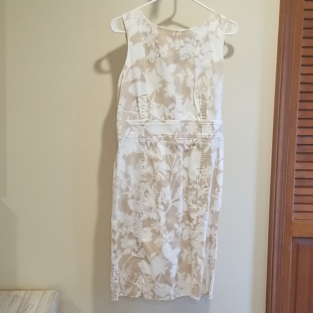 Tan and white pencil dress